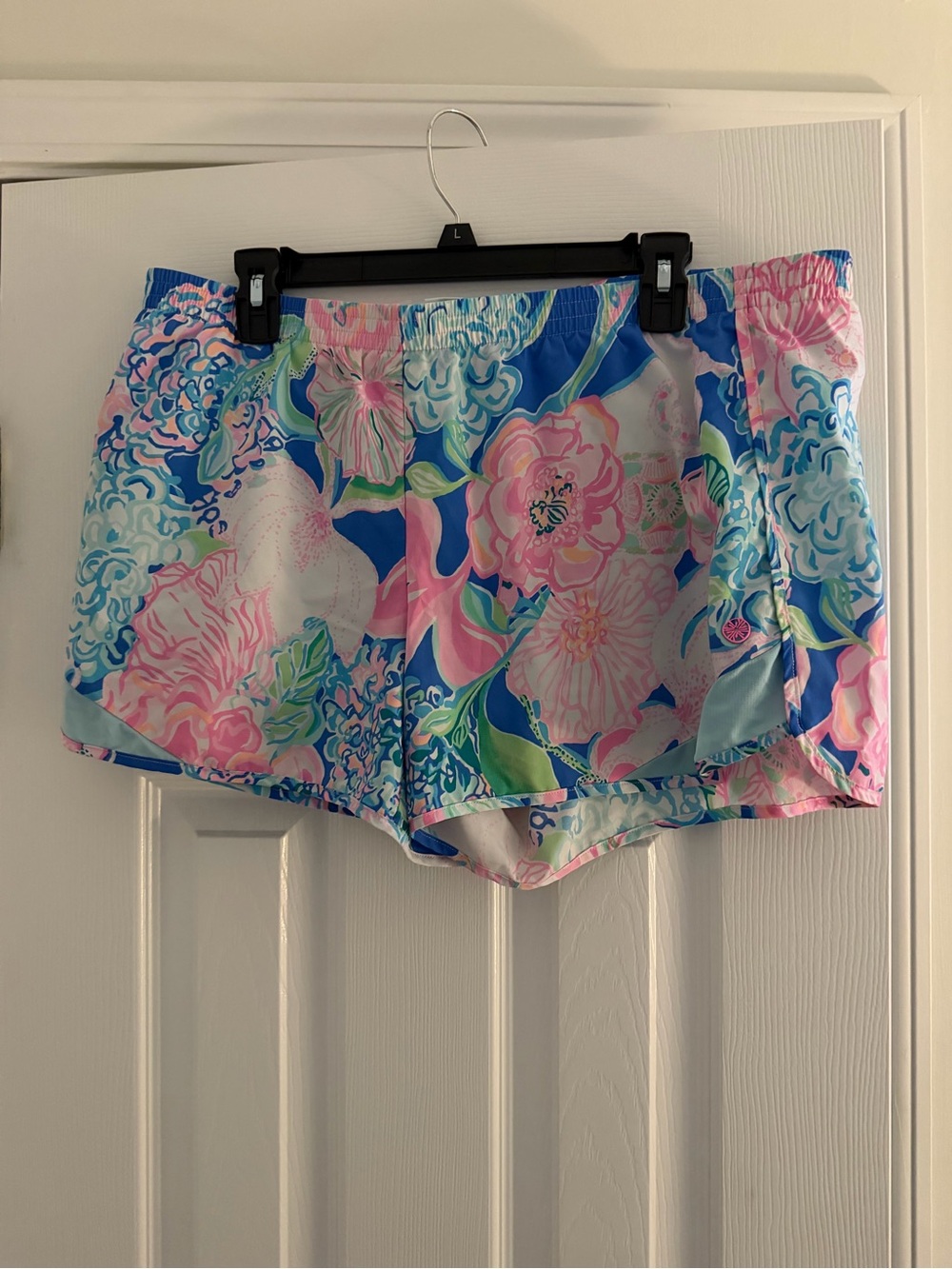 Lilly Pulitzer Floral Athletic Shorts in Blue, Pink & White
